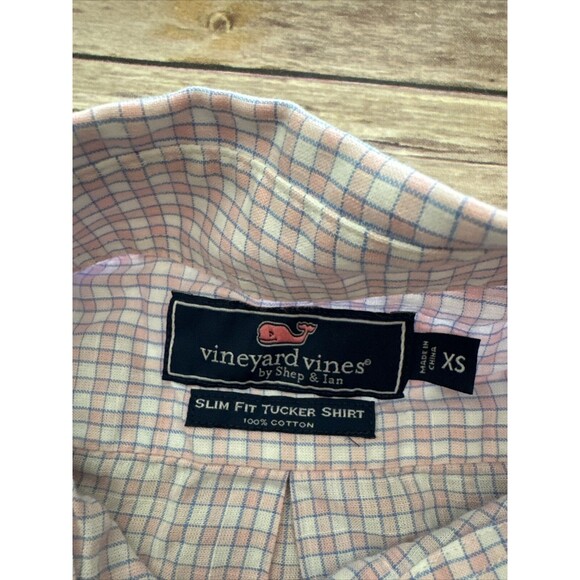 EUC Vineyard Vines Men's Pink Checked LS Button-Down Slim Fit Tucker Shirt sz XS - Picture 3 of 7